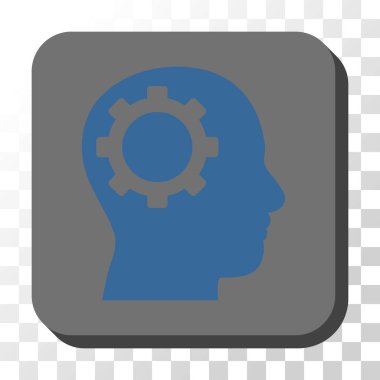 Akıl dişli yuvarlak kare vektör düğmesi