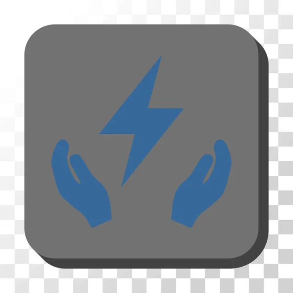 Botón cuadrado redondeado del vector de las manos del mantenimiento de la electricidad — Vector de stock