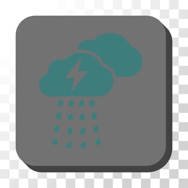 Thunderstorm Clouds Rounded Square Vector Button — Stock Vector