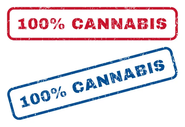 100% Cannabis Rubber Stamps — Vetor de Stock