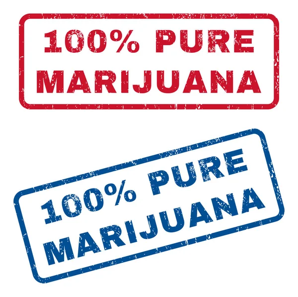 100 per cento puro marijuana Timbri di gomma — Vettoriale Stock