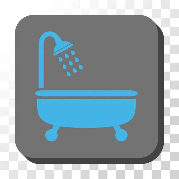 Baño de ducha redondeado cuadrado botón vectorial — Vector de stock