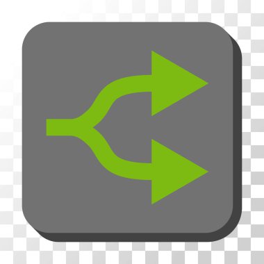 Bölünmüş oklar sağ yuvarlak kare vektör düğmesi