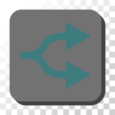 Bölünmüş oklar sağ yuvarlak kare vektör düğmesi