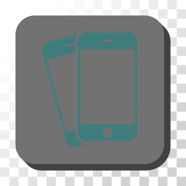 Bouton carré rond de vecteur de téléphones mobiles — Image vectorielle