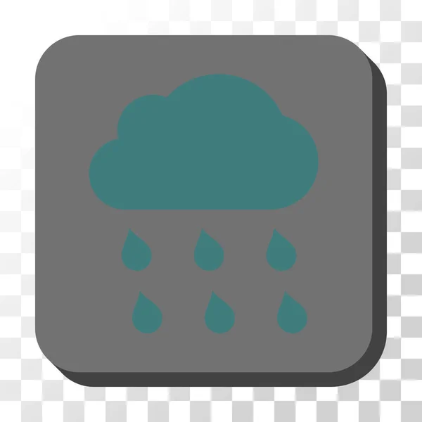 雨の雲丸みを帯びた正方形のベクター ボタン — ストックベクタ