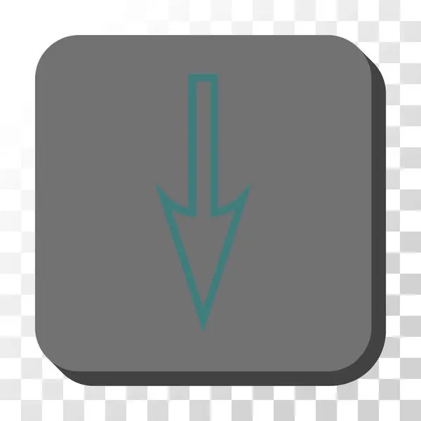 Flecha aguda hacia abajo redondeado botón vectorial cuadrado — Vector de stock