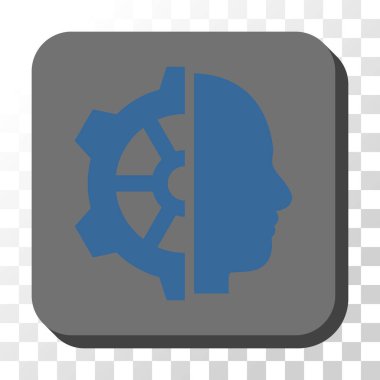 Cyborg dişli yuvarlak kare vektör düğmesi