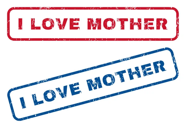 I Love Mother Rubber Stamps — Stock Vector