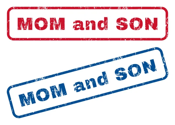 Mom and Son Rubber Stamps — Stock Vector
