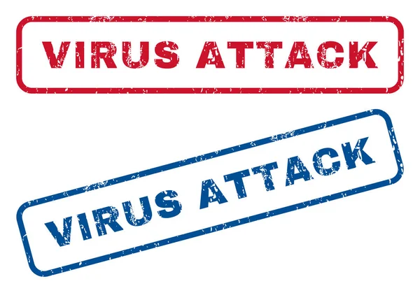 Attaque de virus Timbres en caoutchouc — Image vectorielle