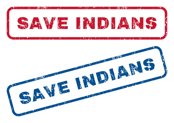 Salvar índios Selos de borracha — Vetor de Stock