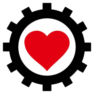 Aşk kalp seçenekleri dişli vektör simgesi