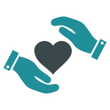 Aşk kalp bakım el vektör simgesi