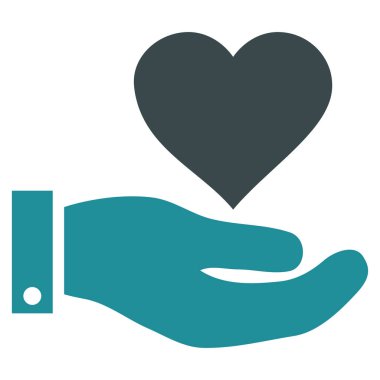 Aşk kalp teklif el vektör simgesi