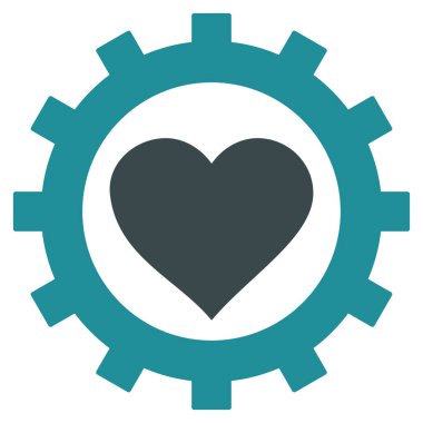 Aşk kalp seçenekleri dişli vektör simgesi