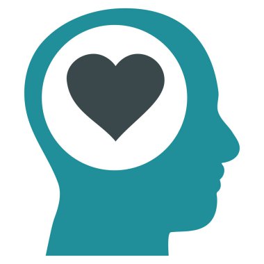 Aşk düşünme kafa vektör simgesi