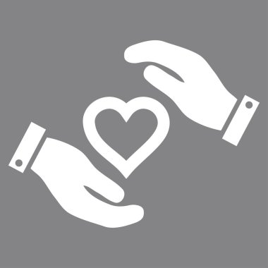 Aşk kalp bakım el vektör simgesi