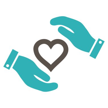 Aşk kalp bakım el vektör simgesi