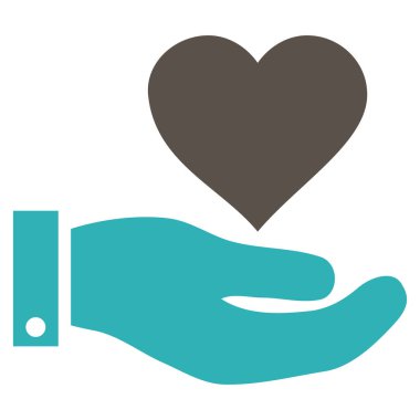 Aşk kalp teklif el vektör simgesi