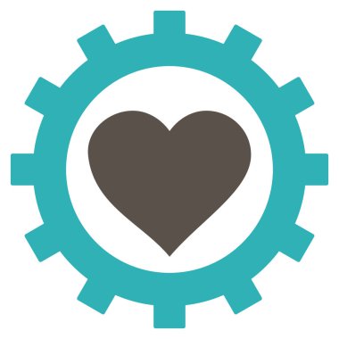 Aşk kalp seçenekleri dişli vektör simgesi