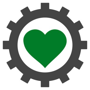 Aşk kalp seçenekleri dişli vektör simgesi