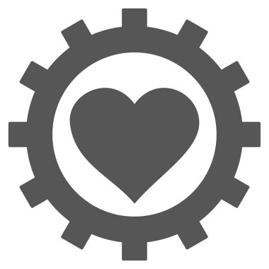 Aşk kalp seçenekleri dişli vektör simgesi