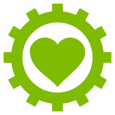 Aşk kalp seçenekleri dişli vektör simgesi