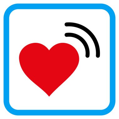 Kalp radyo sinyal vektör simgesi bir çerçeve içinde