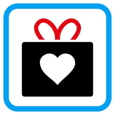 Sevgi hediye vektör simgesi bir çerçeve içinde