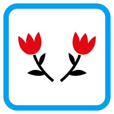 Lale çiçek vektör simgesi bir çerçeve içinde