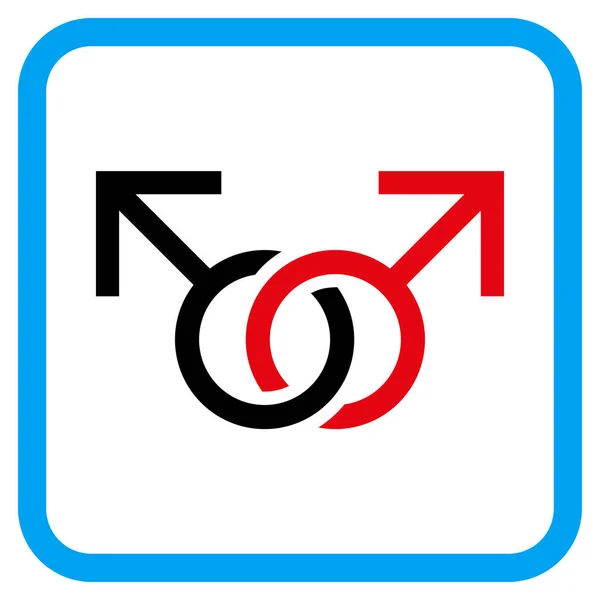 Icône vectorielle de symbole d'amour gay dans un cadre — Image vectorielle