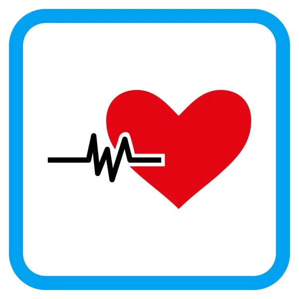 Icono del Vector del Pulso del Corazón en un Marco — Vector de stock