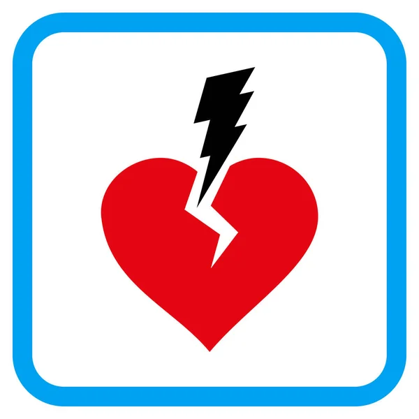 Coração de amor Crash Vector Ícone em um quadro — Vetor de Stock