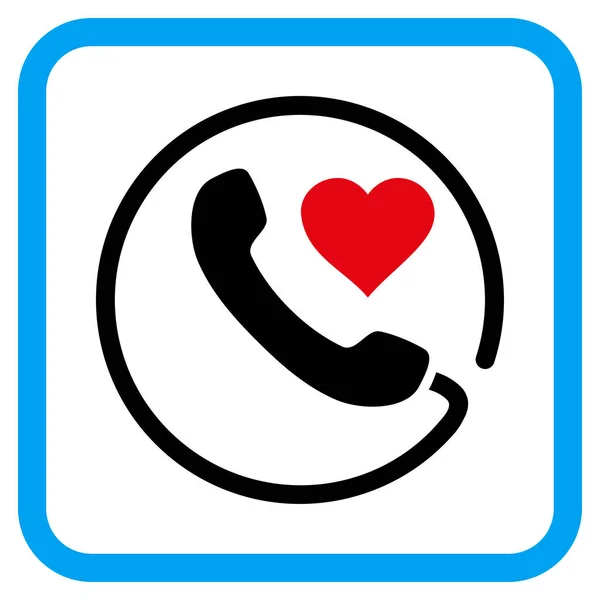 Liebe Telefon Vektor-Symbol in einem Rahmen — Stockvektor