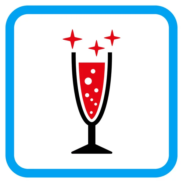 Gnistra vin glas vektor ikonen i en ram — Stock vektor