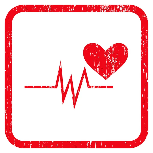 Icona del segnale di impulso cardiaco Filigrana in gomma — Vettoriale Stock