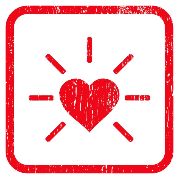 Shiny Love Heart Icon Rubber Watermark — Stock Vector