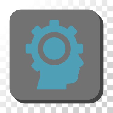 Cyborg dişli yuvarlak kare vektör düğmesi