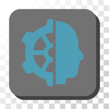 Cyborg dişli yuvarlak kare vektör düğmesi