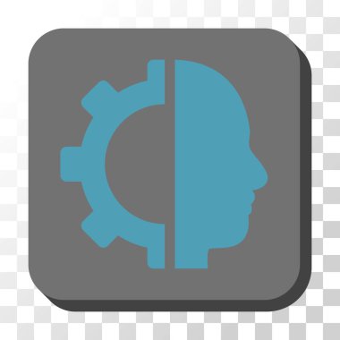 Cyborg dişli yuvarlak kare vektör düğmesi