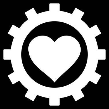 Aşk kalp seçenekleri dişli vektör simgesi