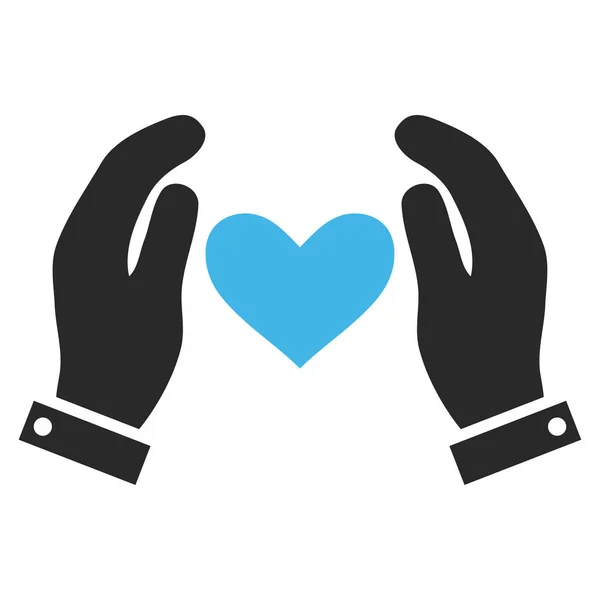 Aşk kalp bakım el vektör simgesi — Stok Vektör