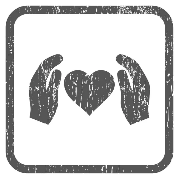 Love Care mains icône en caoutchouc filigrane — Image vectorielle