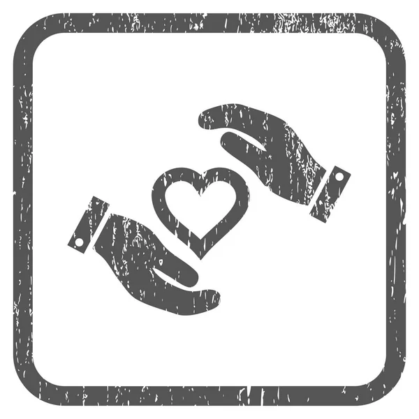 Αγάπη καρδιά φροντίδα χέρια εικονίδιο καουτσούκ υδατογράφημα — Διανυσματικό Αρχείο