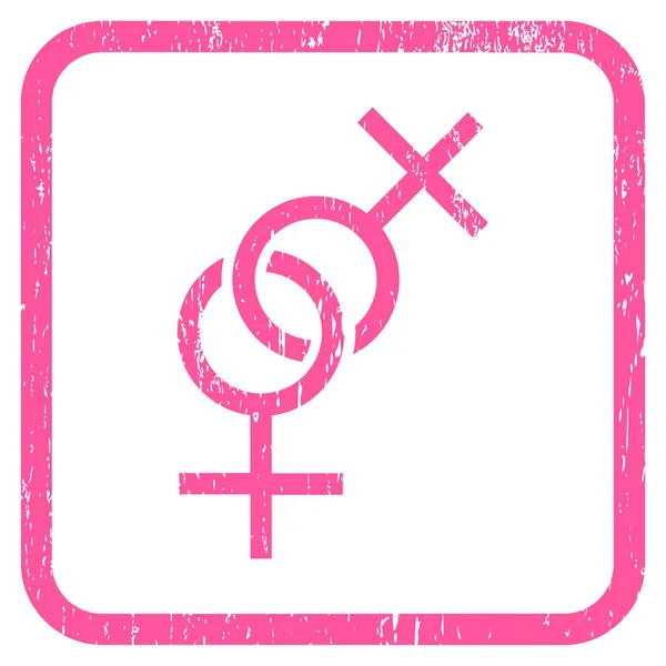 Lesbian Love Symbol Icon Rubber Watermark — Stock Vector
