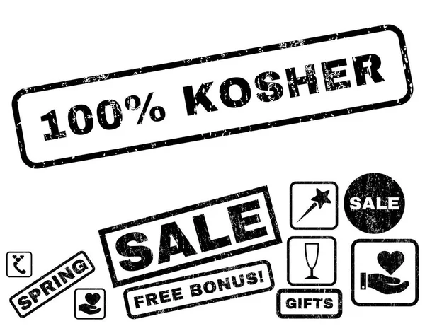 Sello de goma Kosher 100 por ciento con bono — Vector de stock