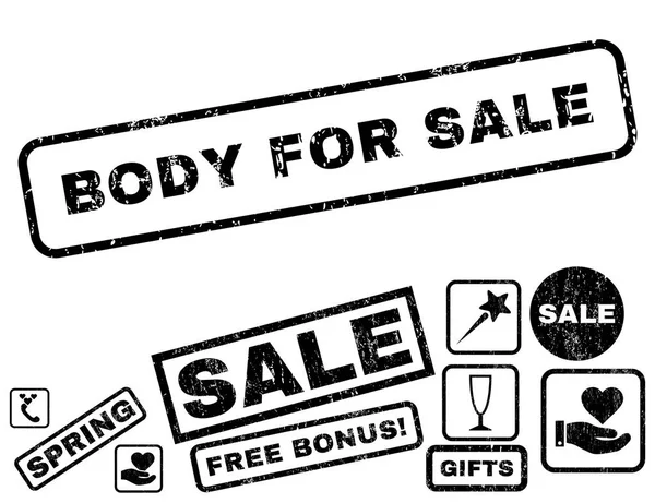 Body For Sale Rubber Stamp with Bonus — Stock Vector