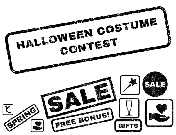 Halloween Costume Contest Perangko Karet dengan Bonus - Stok Vektor