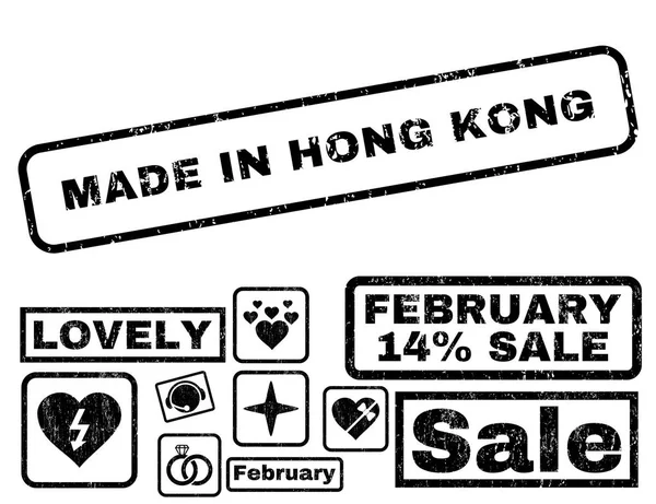 Hecho en Hong Kong sello de goma con bono — Vector de stock